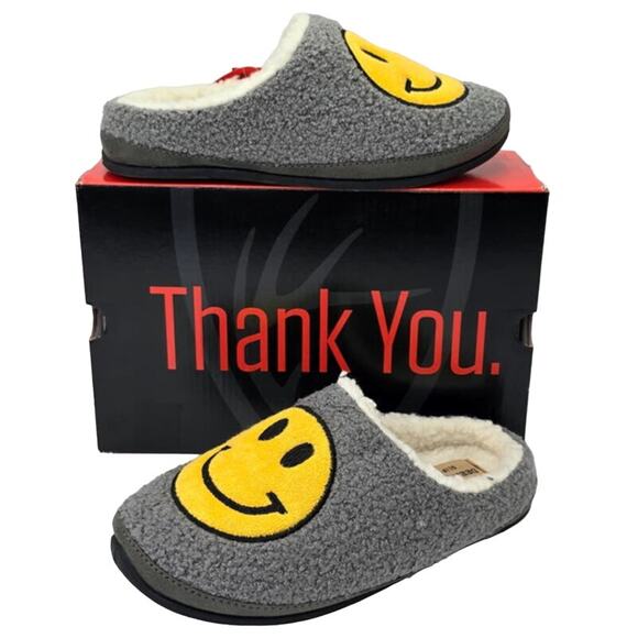 Deer Stags Slippers Smile Face Faux Shearling Cushioned Indoor Outdoor Womens 9M - Picture 1 of 9